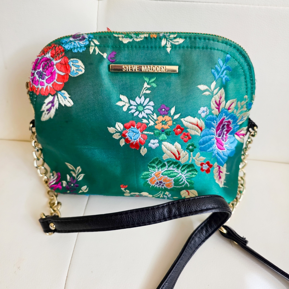 Steve Madden Teal and Multicolor Floral Crossbody Bag